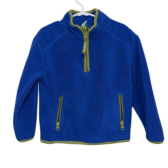 Old Navy Kids Fleece Pullover Jacket With Zipper Pockets Blue & Green Size 4T - Picture 1 of 7